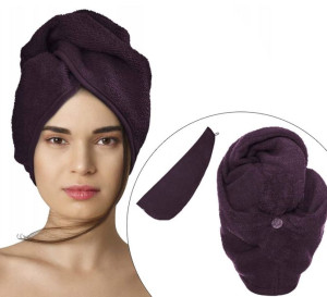 Fioletowy Turban Ręcznik Do Włosów Frotte