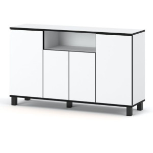 Nowoczesna Komoda Do Sypialni Pojemny Loft Szafka 140cm Bialy Mat Czarny