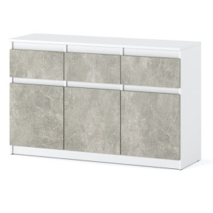 Duża Komoda Do Sypialni 120cm Biała Beton Pojemna Szafka Nowoczesna Loft