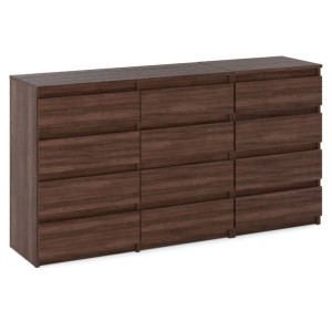 Komoda Drewniana Do Sypialni 12 Szuflad Dąb Wenge Nowoczesna Szafka 180cm