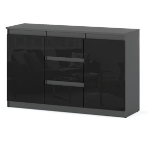 Komoda 120cm Do Pokoju Młodzieżowego Z Szufladami Szara Mat Czarny Połysk