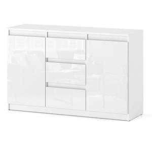 Komoda 120cm Do Pokoju Młodzieżowego Z 3 Szufladami Szafka Biała Połysk