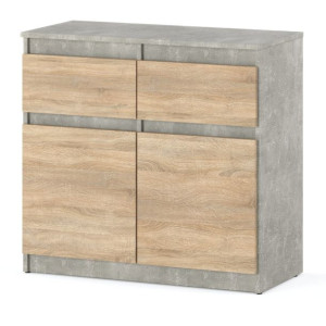 Komoda Do Pokoju Młodzieżowego Z Szufladami 80cm Szafka Beton Dąb Sonoma