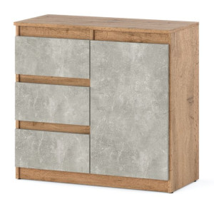 Pojemna Komoda Do Pokoju Młodzieżowego 80cm Dąb Wotan Beton Szafka Loft