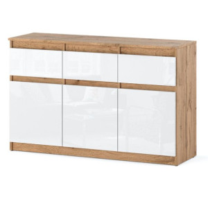 Komoda Do Pokoju Młodzieżowego Dąb Wotan Biały Połysk Loft Szafka 120cm