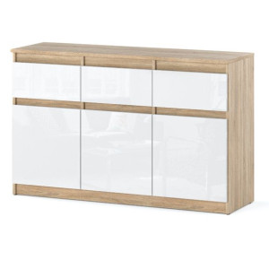 Komoda Do Pokoju Młodzieżowego 120cm Z Szufladami Dąb Sonoma Biały Połysk