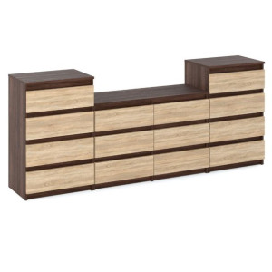 Szafka 14 Szuflad Komoda Do Pokoju Młodzieżowego 220cm Dąb Wenge Sonoma
