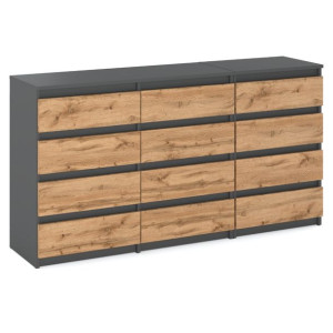 Komoda Do Pokoju Młodzieżowego Loft 180cm 12 Szuflad Dąb Wenge Dąb Sonoma