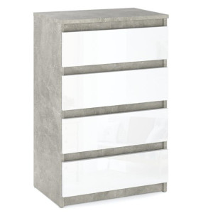 Szafka Komoda Do Pokoju Młodzieżowego 60cm 4 Szuflady Beton Biała Połysk