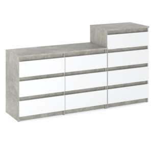 Komoda Do Pokoju Młodzieżowego 160cm Duża Szafka 10 Szuflad Beton Biała