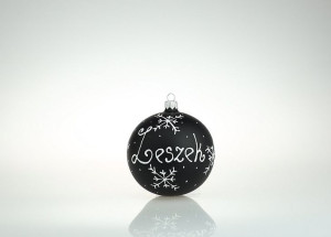 Bombka czarna z imieniem dedykacją napisem 10cm - śnieżynka