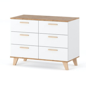 Nowoczesna Biała Komoda Do Pokoju Dziecka Z 6 Szufladami 100cm Szafka Loft