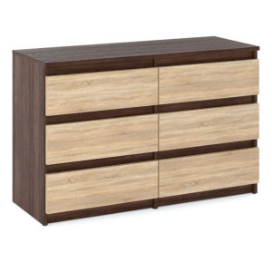 Komoda Do Pokoju Dziecka Z 6 Szufladami 100cm Szafka Dąb Wenge Dąb Sonoma