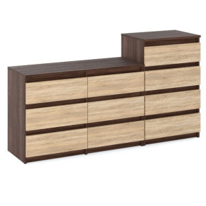 Drewniana Komoda Do Pokoju Dziecka 10 Szuflad 160cm Dąb Wenge Sonoma