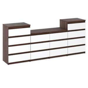 Duża Komoda Do Pokoju Dziecka Dąb Wenge Biały Mat 14 Szuflad 220cm