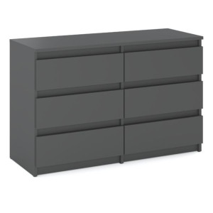 Szara Komoda Do Pokoju Dziecka 100cm 6 Szuflad Pojemna Szafka Loft