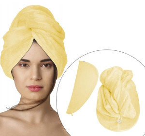Musztardowy Turban Ręcznik Do Włosów Frotte