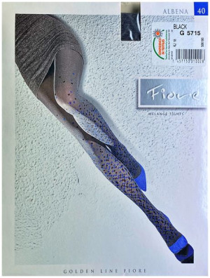 ALBENA Rajstopy Wzory FIORE MELANGE 40 DEN R4 BLACK