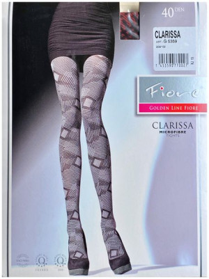 CLARISSA Rajstopy Wzory FIORE 40 DEN R3 BURGUNDY