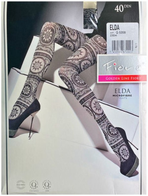 ELDA Rajstopy Wzory FIORE 40 DEN R2 NAVY BLUE