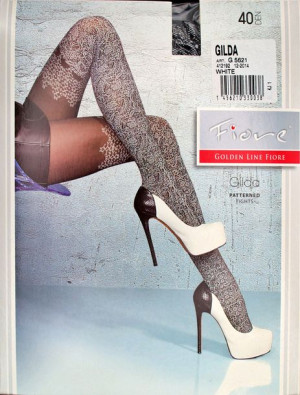 GILDA Rajstopy Wzory FIORE 40 DEN R2 WHITE