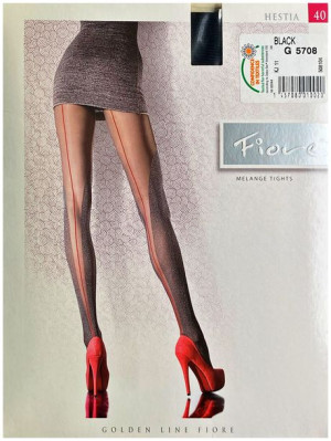 HESTIA  Rajstopy Wzory FIORE 40 DEN R2 BLACK