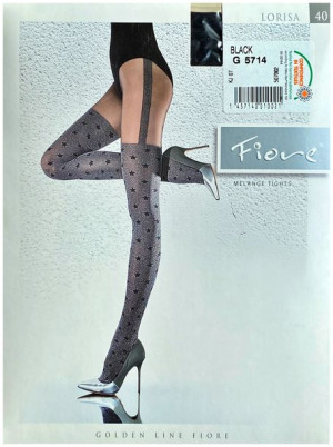 LORISA Rajstopy Wzory FIORE 40 DEN R3 BLACK