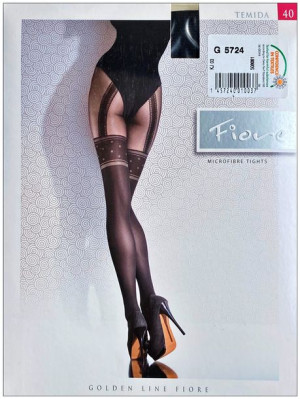 TEMIDA Rajstopy Wzory FIORE 40 DEN R3 BLACK