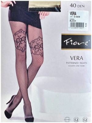 VERA Rajstopy Wzory FIORE 40 Den R2 BLACK