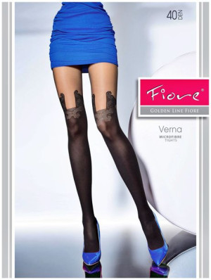 VERNA Rajstopy Wzory FIORE 40 DEN R3 ANTRACYT