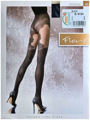 VITESSA Rajstopy Wzory FIORE 40 DEN R3 BLACK