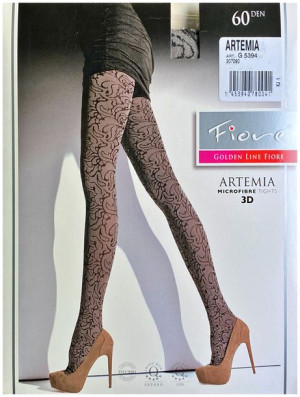 ARTEMIA Rajstopy Wzory FIORE 3D 60 DEN R4 LIGHT GREY