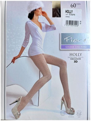 HOLLY Rajstopy Wzory FIORE 3D 60 DEN R2 LINEN