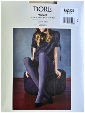 PASSAGE Rajstopy Wzory Grube FIORE 60DEN 3D R2 NAVY BLUE