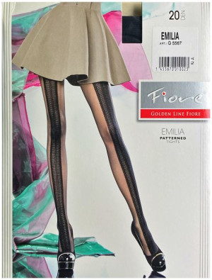 EMILIA  Rajstopy Wzory FIORE 20 DEN R4 BLACK