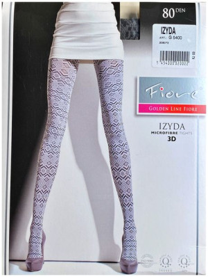IZYDA Rajstopy Wzory FIORE 3D 80 DEN R2 WHITE