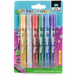 Klej z brokatem Brokat w kleju Bison Klej brokatowy 6 x 10 ml