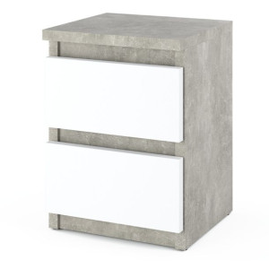 Stolik Nocny Szafka Nocna 2 Szuflady 30cm Beton Biały Mat Nakastlik