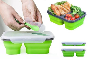 Pojemnik Silikonowy Na Zywność Duży 2w1 Lunch Box