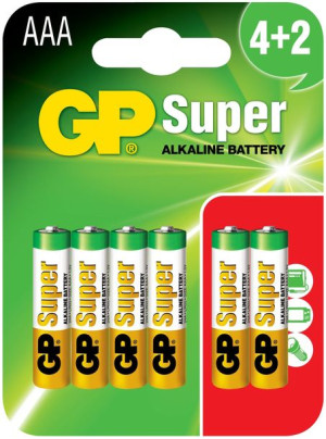 Baterie GP SUPER ALKALINE LR03 AAA 1,5V  - 6 szt