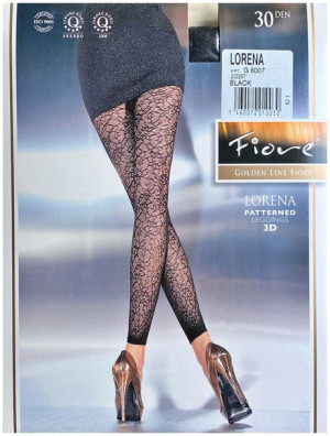 LORENA Leginsy Wzory FIORE 3D R3 BLACK