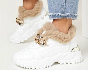 Buty Damskie Sneakersy Białe Ocieplane R. 39