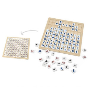 Viga Drewniana Edukacyjna Tablica Matematyka I Alfabet 100 El. Montessori