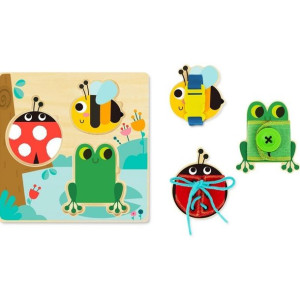 Tooky Toy Drewniana Tablica Edukacyjna Sorter Trening Ćwiczenia Sznurek