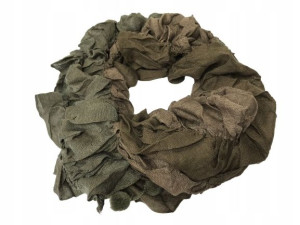 SZALIK DAMSKI marszczony pompony brązowy/khaki