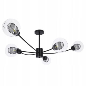 Lampa sufitowa wisząca 6xG9 LED CZARNA Szkło