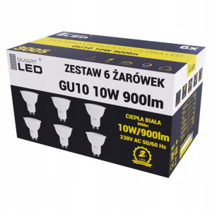 6x ŻARÓWKA LED GU10 10W Ciepła Biała - 3000K