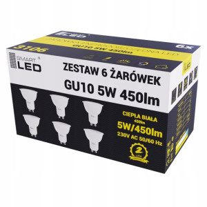 6x ŻARÓWKA LED GU10 5W Ciepła Biała - 3000K