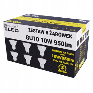 6x ŻARÓWKA LED GU10 10W Neutralna Biała - 4500K