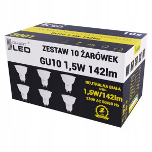 6x ŻARÓWKA LED GU10 1,5W Zimna Biała - 6500K